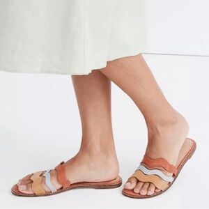NWOT Madewell The Wave Slide Sandal Colorblock Leather